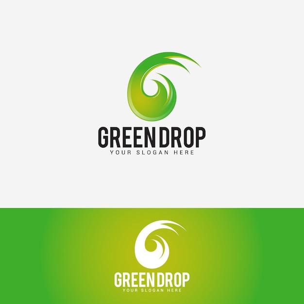 Green Drop logo design vector template