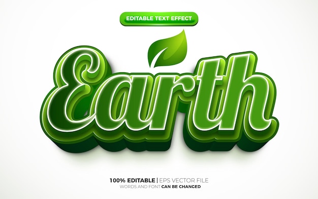 Green earth nature 3d logo template editable text effect style