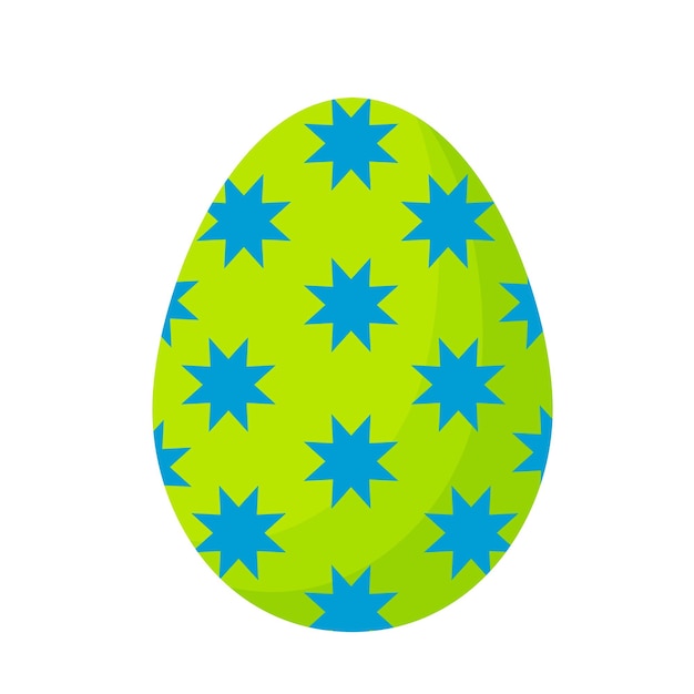 Vector green easter egg with blue stars