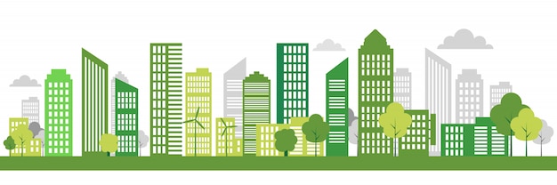 Vector green eco city banner