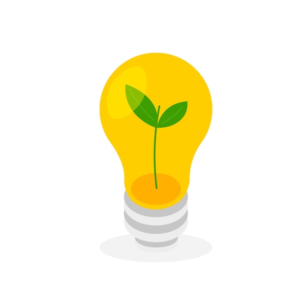 Vector green eco energy logo light bulb with leaves save the planet concept vector illustration