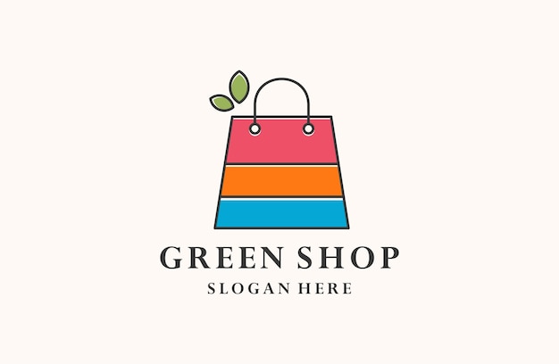 Vector green eco shop logo design inspiration