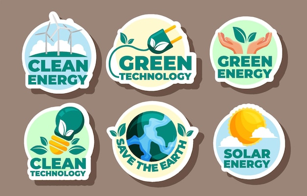 Green Eco Technology Sticker Set