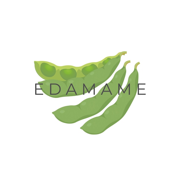 Logo semplice dell'illustrazione del fagiolo di edamame verde