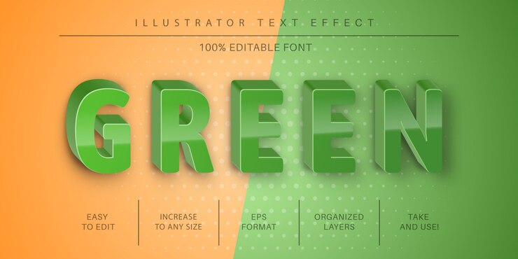 वेक्टर green editable text effect, font style