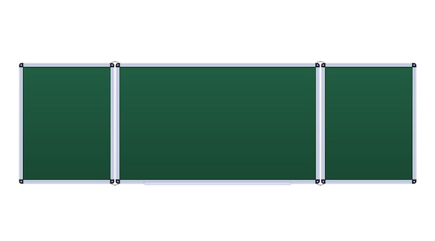 Green educational board with wooden frame for an educational institution