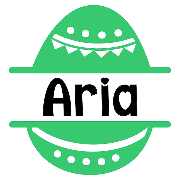 Green egg with the word aria on it