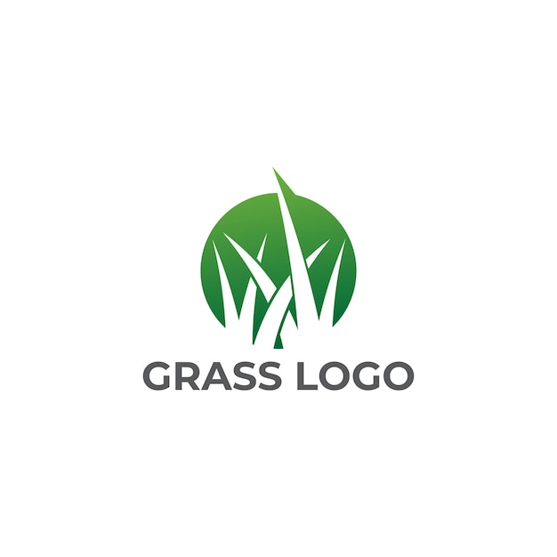 Green emerald grass clean logo design