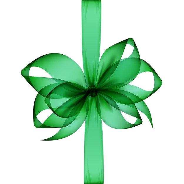 Vector green emerald transparent bow and ribbon