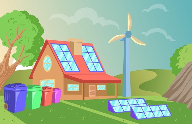 Vector green energy background future home life