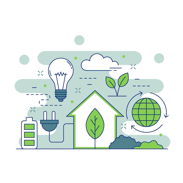 Вектор Дизайн иллюстрации веб-сайта концепции зеленой энергии 1