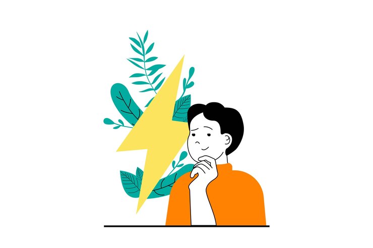 Vector green energy concept with people scene in flat web design man uses alternative energy sources and saves environment and plants vector illustration for social media banner marketing material
