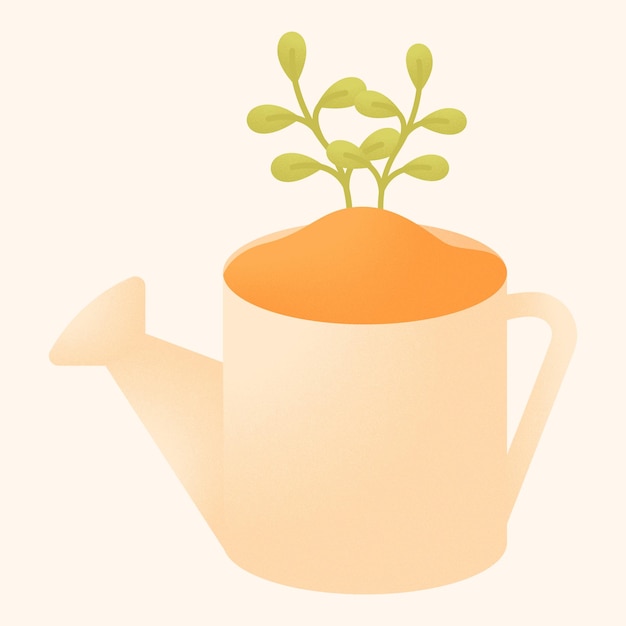 Green energy cute characters Brown flower pot sticker