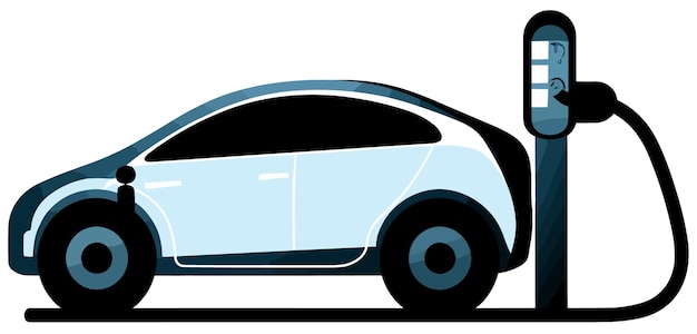 Illustrazione isometrica di ecologia di energia verde con la ricarica dell'auto elettrica