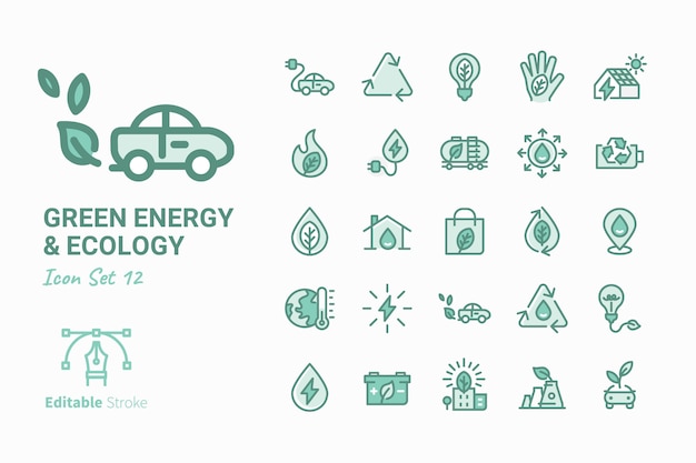 Green Energy & Ecology vector icon collection Vol.12