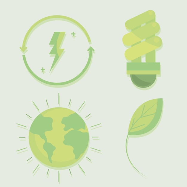 Green energy icons collection