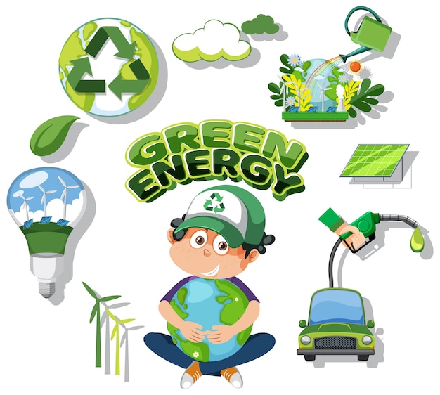 Green energy logo banner vector