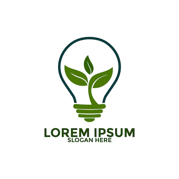 green energy logo, bulb with leaf logo template