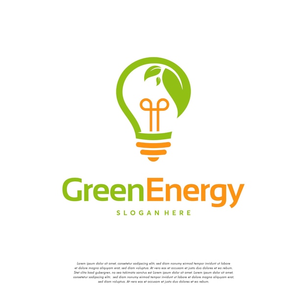 Green Energy logo, Nature Idea logo, leaf and Bulb logo symbol, Growing Inspiration logo concept