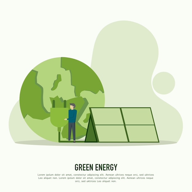 녹색 에너지 및 절전 개념입니다. 지속 가능한 녹색 에너지 성장을 위한 전략.
