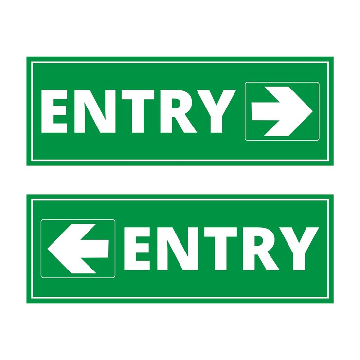Vector green entry signs on a white background