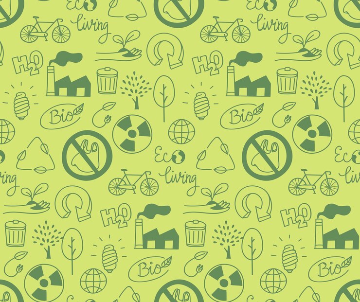 वेक्टर green environment doodle seamless background