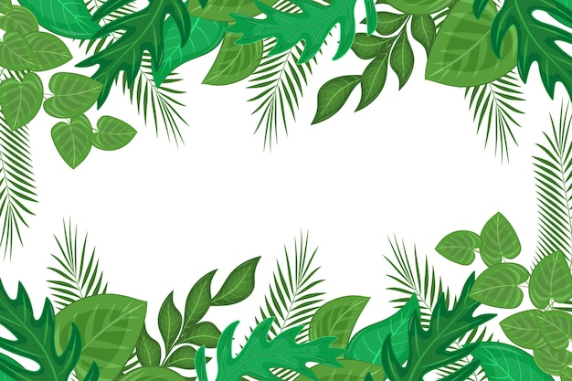 Vector green exotic leaves background