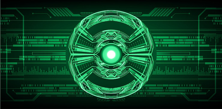 Vector green eye cyber circuit future technology concept background