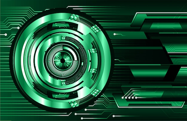 Fondo futuro di concetto di tecnologia del circuito cyber dell'occhio verde