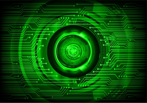 Fondo futuro di concetto di tecnologia del circuito cyber dell'occhio verde