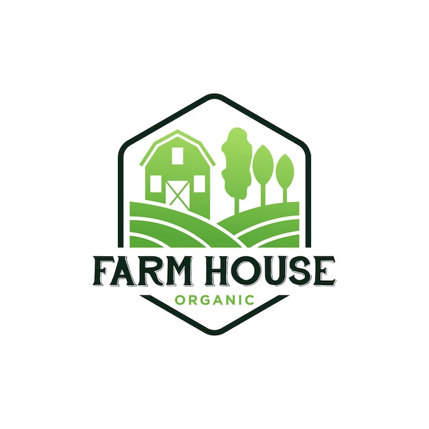 Green farm house vintage logo design