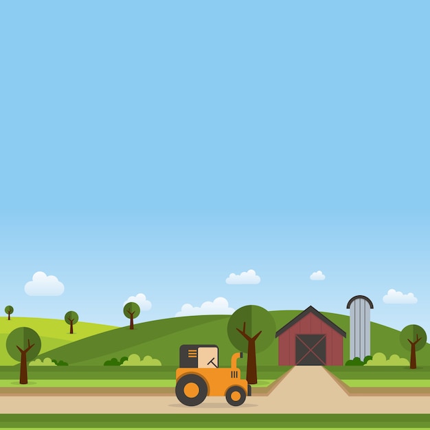 green farm landscape illustration flat design