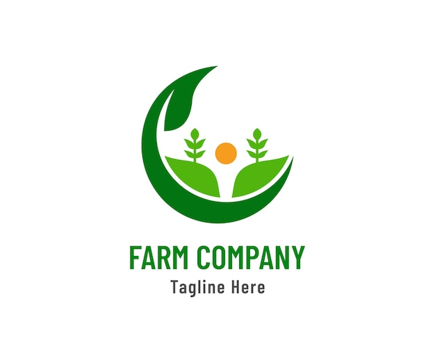 Green farm nature logo design template. Modern and simple for logo company