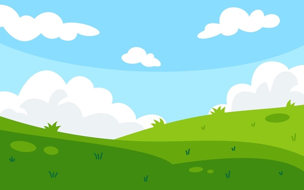 Vector green field landscape scenery