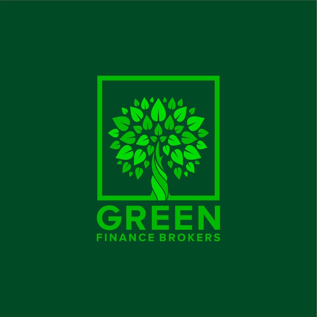 Green finance logo design with trees