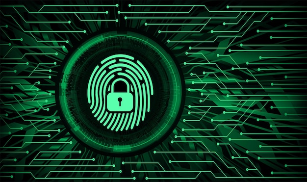 A green fingerprint with a lock on it