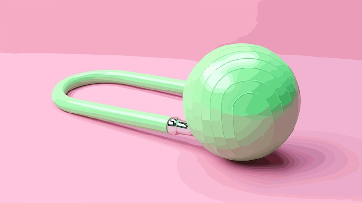 Vector green fitness ball and hand expander isolated