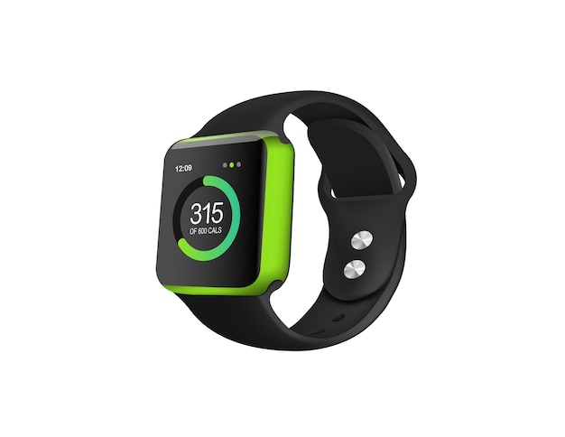 Vector green fitness watch on the white background