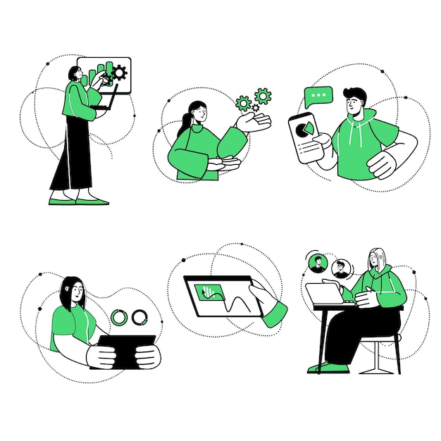 Vector green flat concept business people