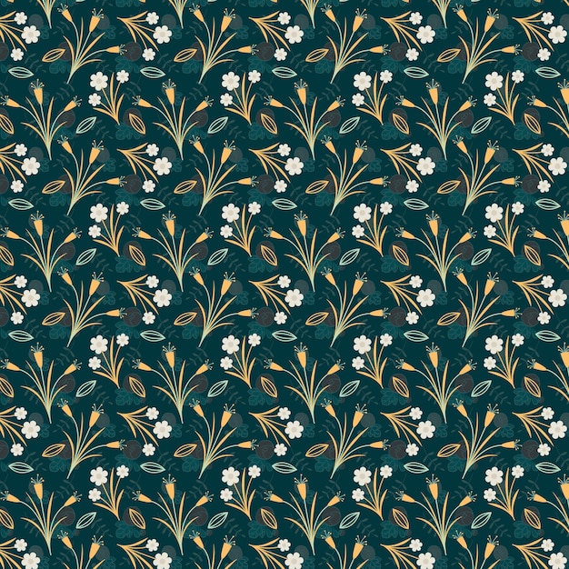 a green floral pattern with gold leaves and flowers