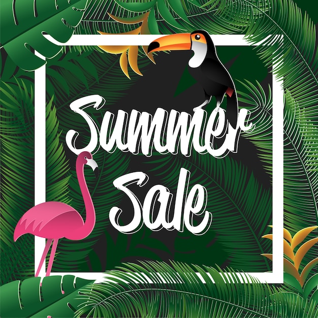 Vector green floral summer sale background design