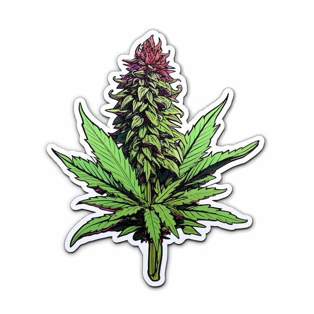 Vector green flower bud sticker