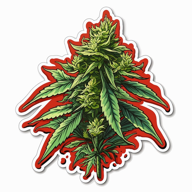 Vector green flower bud sticker