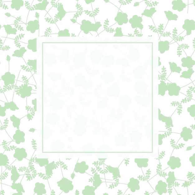 Green flower frame on green and white background