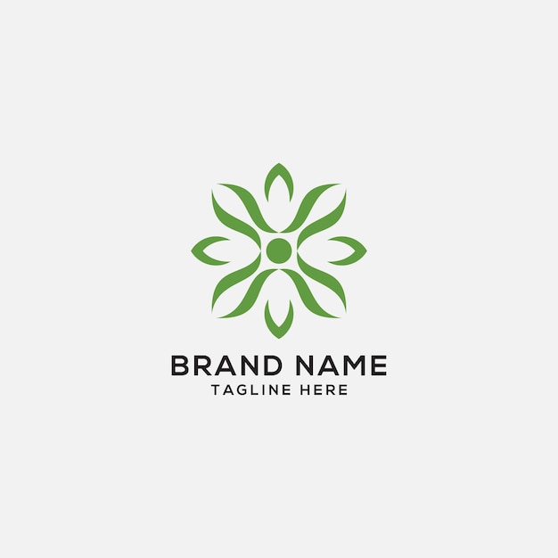 Vector green flower logo icon design template flat vector