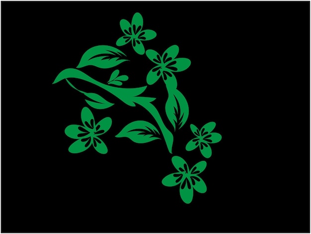 Vector a green flower with green leaves and a green background
