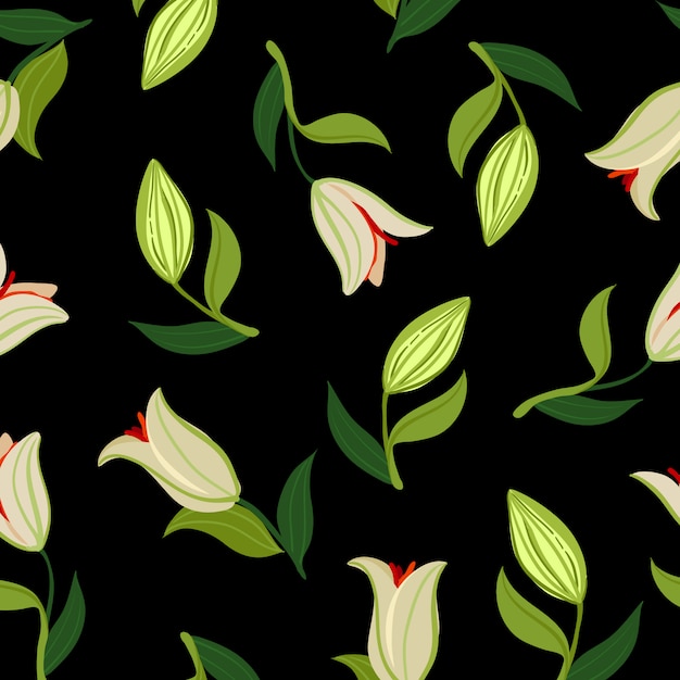 Green flowers pattern background