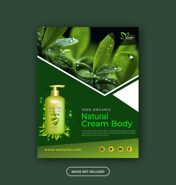 green flyer of organic cosmetic