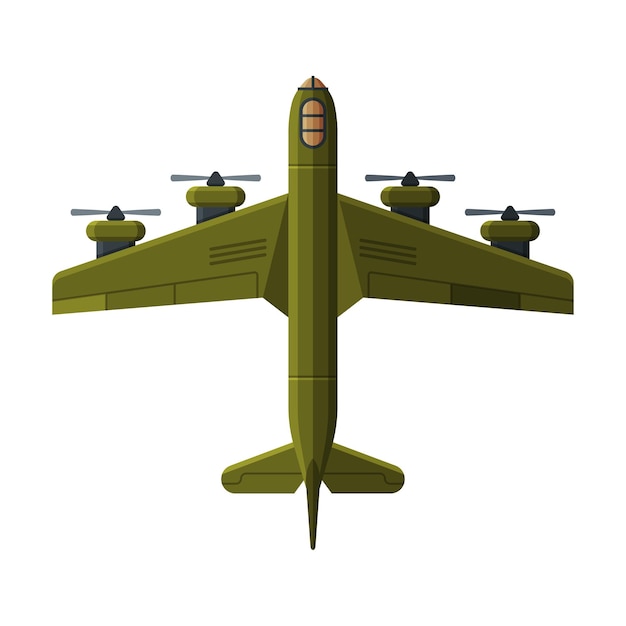 Green flying aircraft military air transport vector illustration