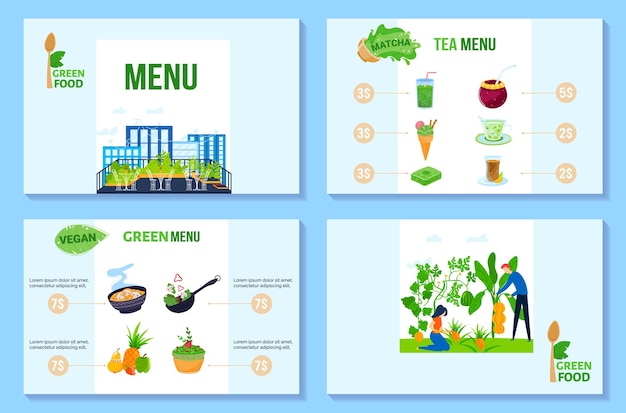 Vector green food menu  illustration.